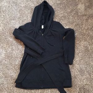 Black long hooded sweatshirt